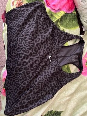 Nike Black Leopard Print Racerback Tank Top